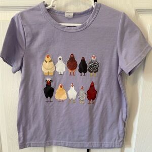 SHEIN Purple Cartoon Chicken Graphic Tee